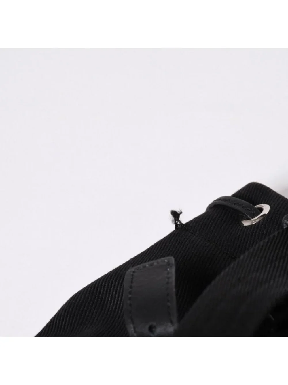 Saint Laurent Kahala Handbag Canvas Leather Black Logo Embroidery